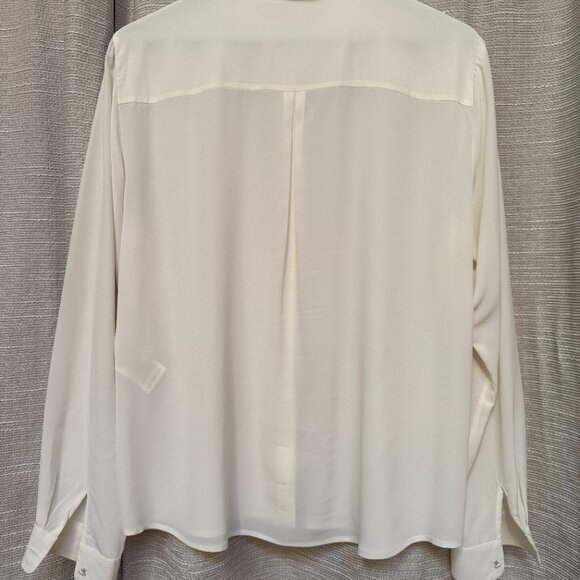 Sezane Ann Ecru 100% Silk Button Down Shirt - Size 42 (US 10) - French Parisian - Picture 3 of 4